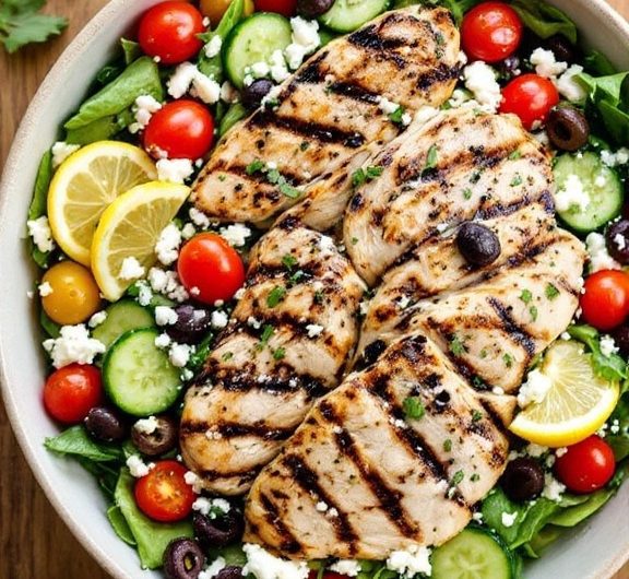 Grilled Lemon Herb Mediterranean Chicken Salad