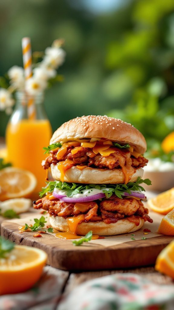 Delicious Orange Juice BBQ Chicken Sandwiches